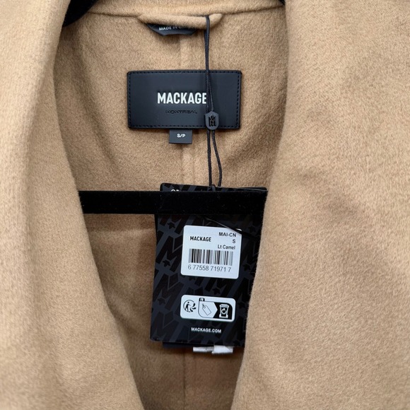 NWT Mackage Mai Lightweight Wrap Wool Coat in Light Camel $1,090 - Size Small - Picture 8 of 15